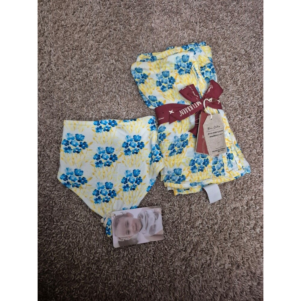Milkbarn bamboo bib & burp cloths new with tags floral